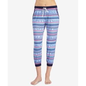 Layla Womens Striped Contrast Trim Cropped Pajama Pant Size M